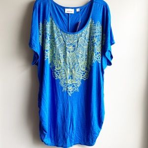 Avenue / Blue Top with Green Design - 22/24 (NWT)